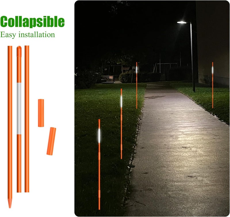 AHKUNMT 30Pcs Driveway Markers,4Ft Driveway Reflective Poles, Orange Fiberglass Snow Stakes with Reflective Tape for Easy Visibility at Night for Parking Lots (30, Orange) - Image 3